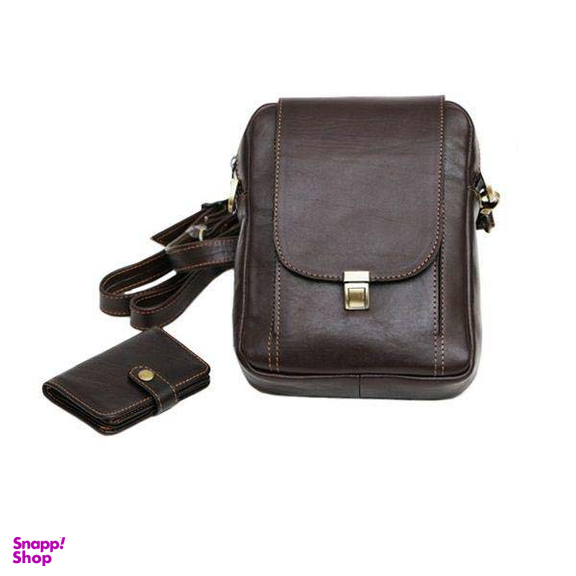 ست هدیه دو تکه چرم آرتان کد AR07003 رنگ قهوه ای تیره