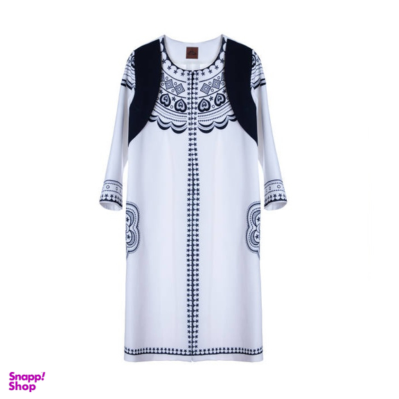 مانتو زنانه کلوتو مدل Halfrob Mnt.bl.Wh رنگ سفید مشکی