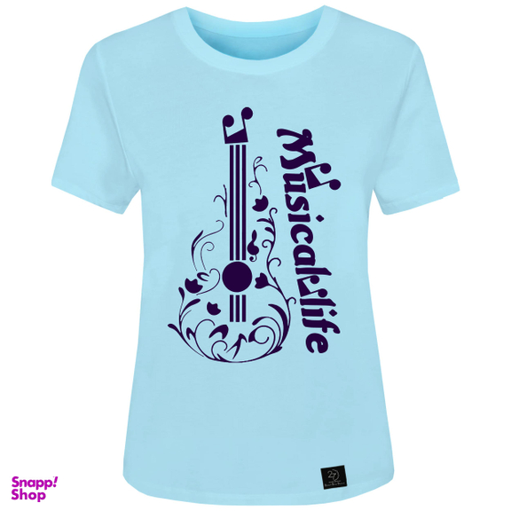 تی شرت آستین کوتاه زنانه 27 مدل MUSICAL LIFE کد F08 رنگ آبی