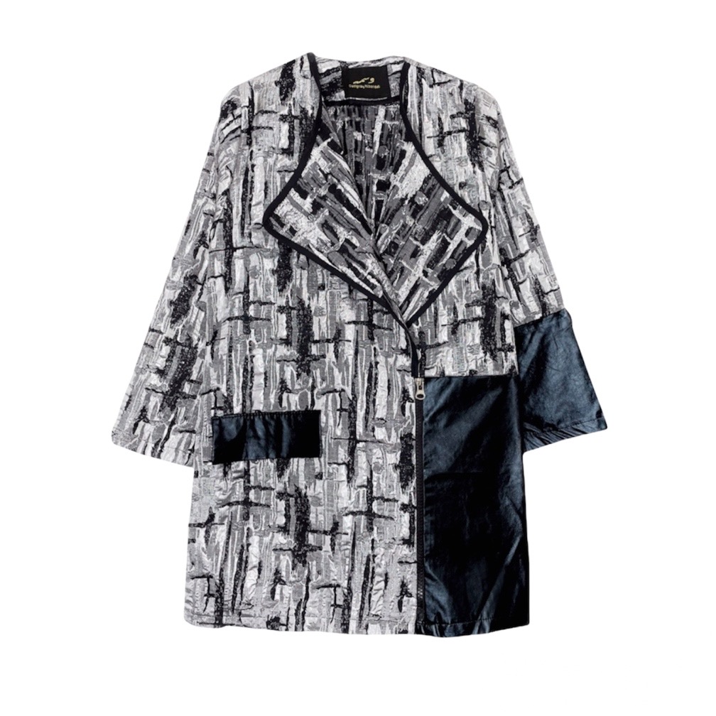 کت ژاکارد وسمه (VASMEH) کد 412 رنگ سیاه سفید فری سایز