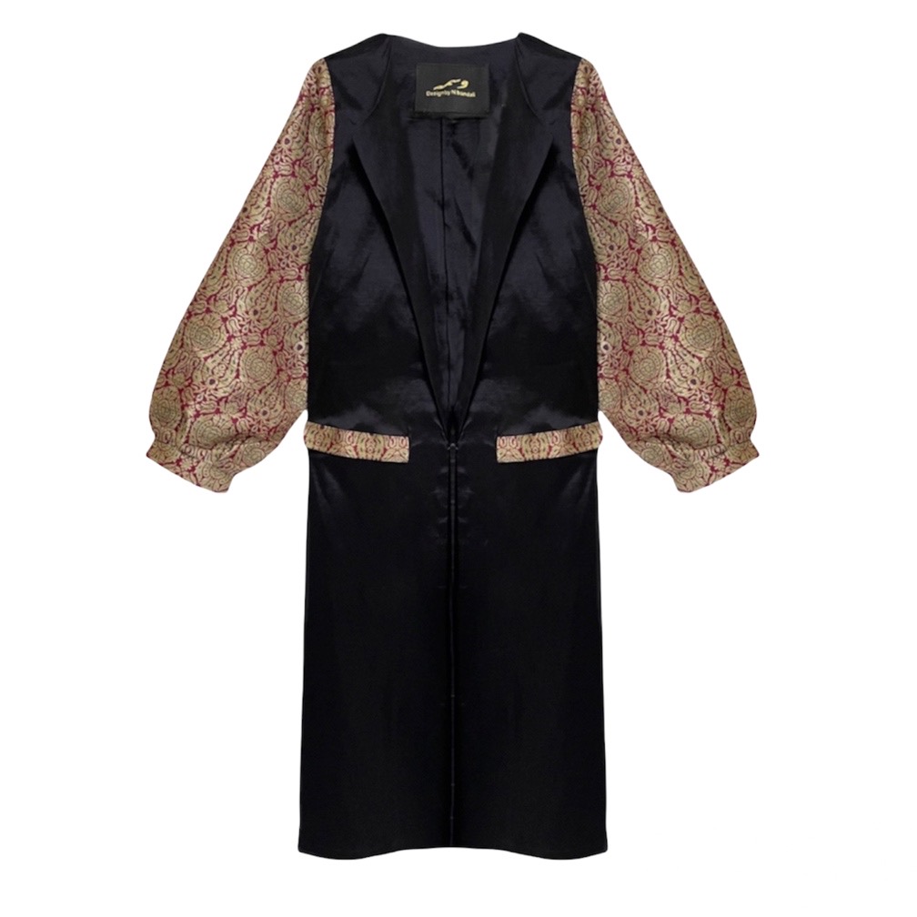 مانتو تافته وسمه (VASMEH) کد 404 رنگ مشکی زرشکی فری سایز