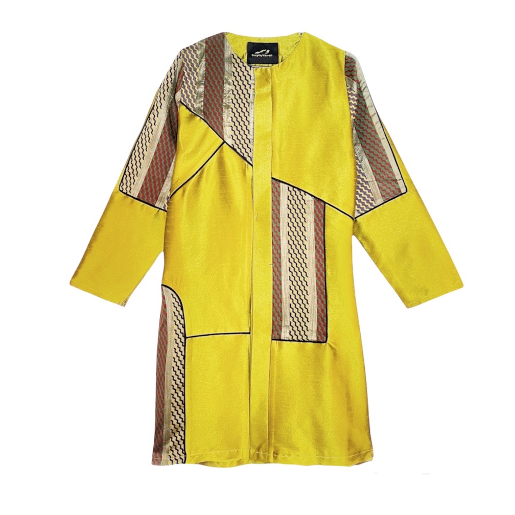 مانتو تافته وسمه (VASMEH) کد 400 رنگ خردلی فری سایز