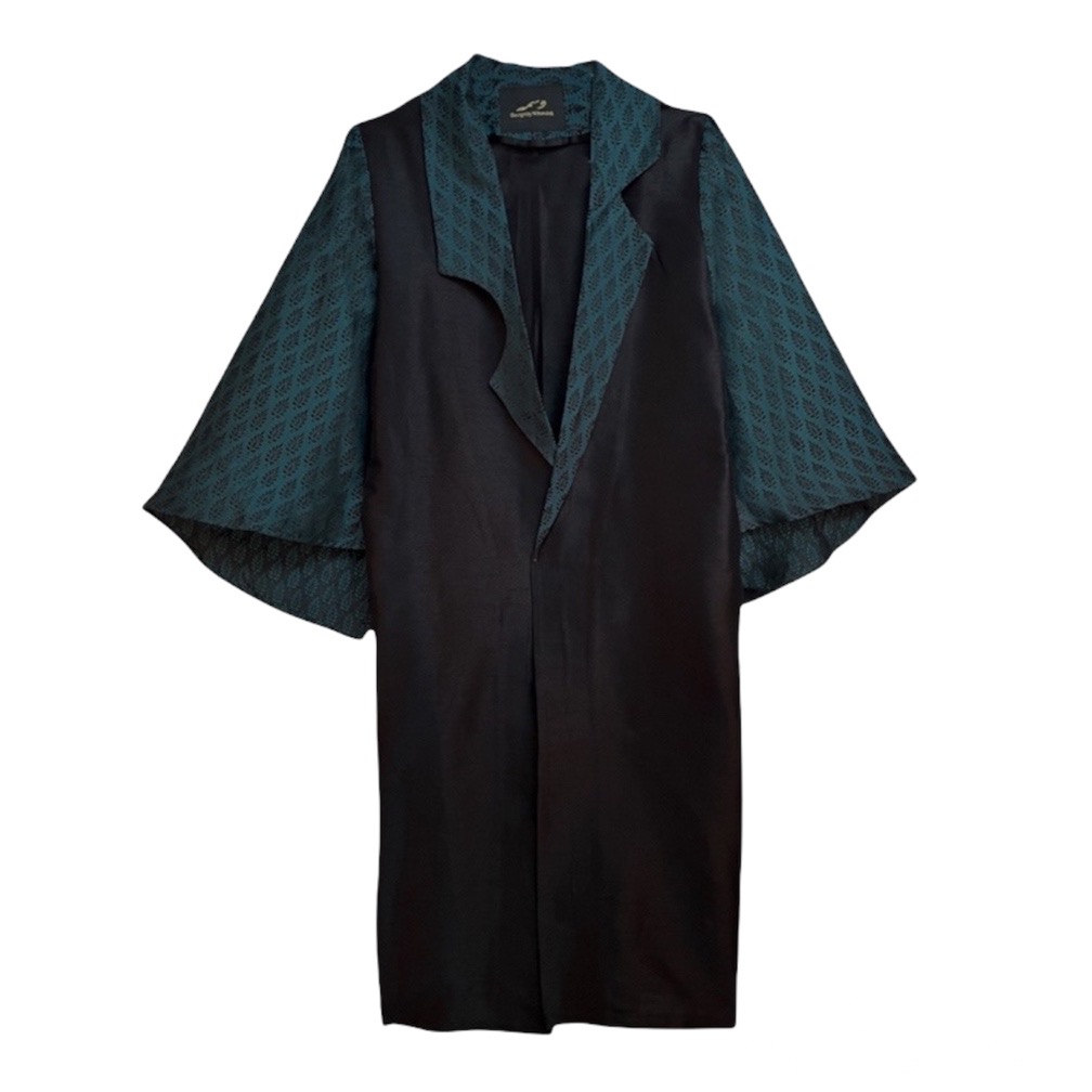 مانتو تافته وسمه (VASMEH) کد 535 رنگ مشکی سبز فری سایز