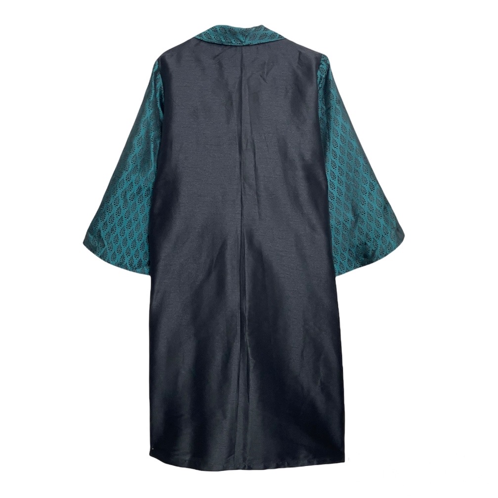 مانتو تافته وسمه (VASMEH) کد 535 رنگ مشکی سبز فری سایز