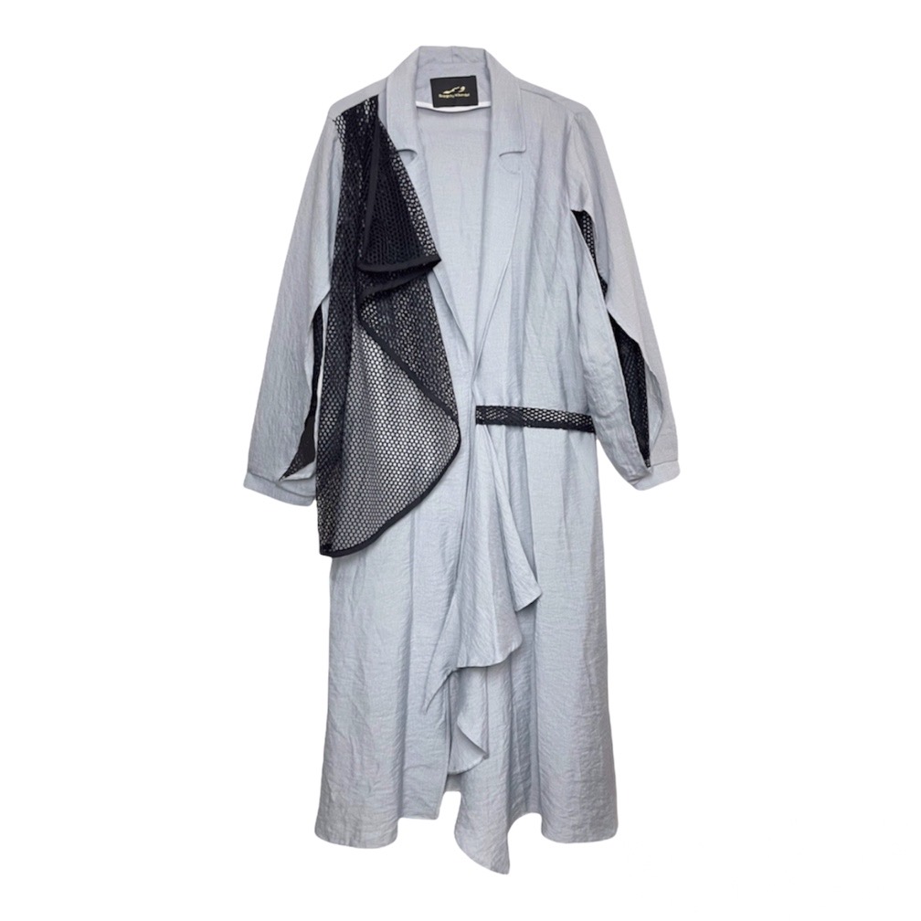 مانتو آستین توروسمه (VASMEH) کد 403 رنگ طوسی مشکی فری سایز