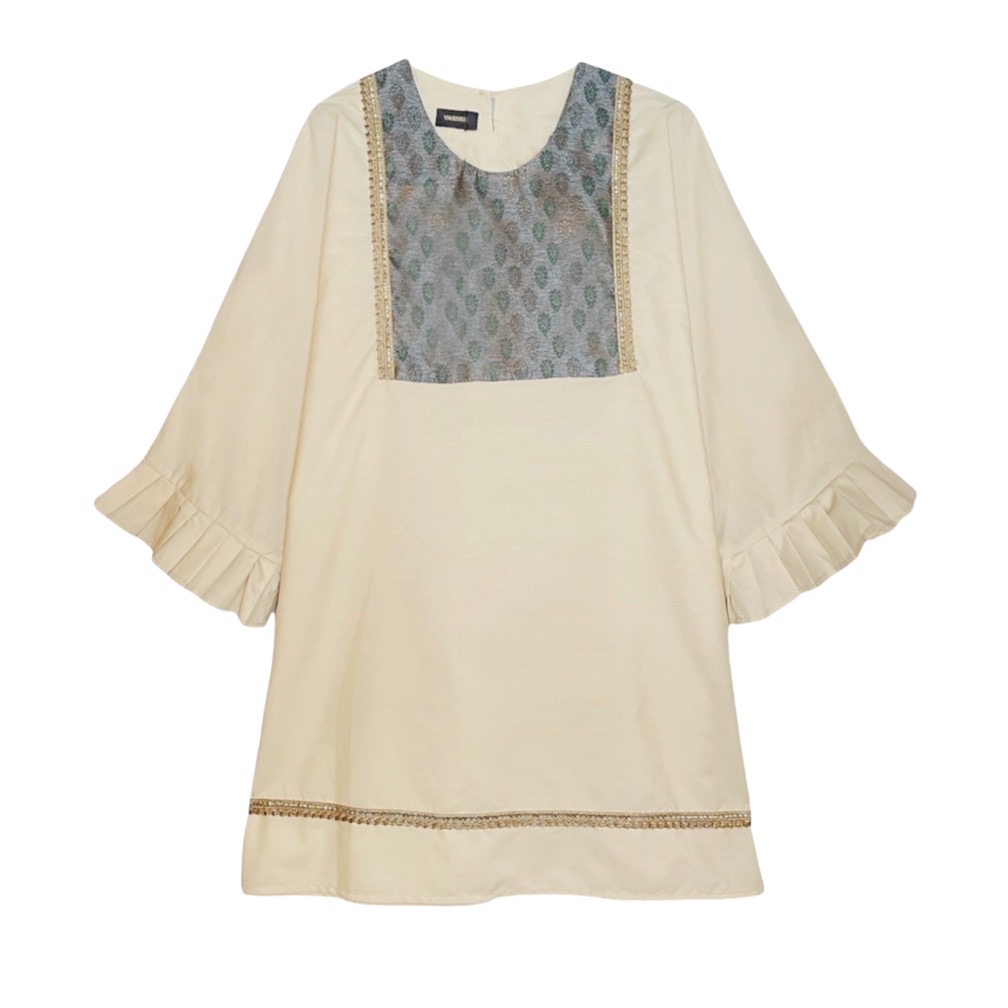 پیراهن سنتی وسمه (VASMEH) کد 206 رنگ کرم فری سایز