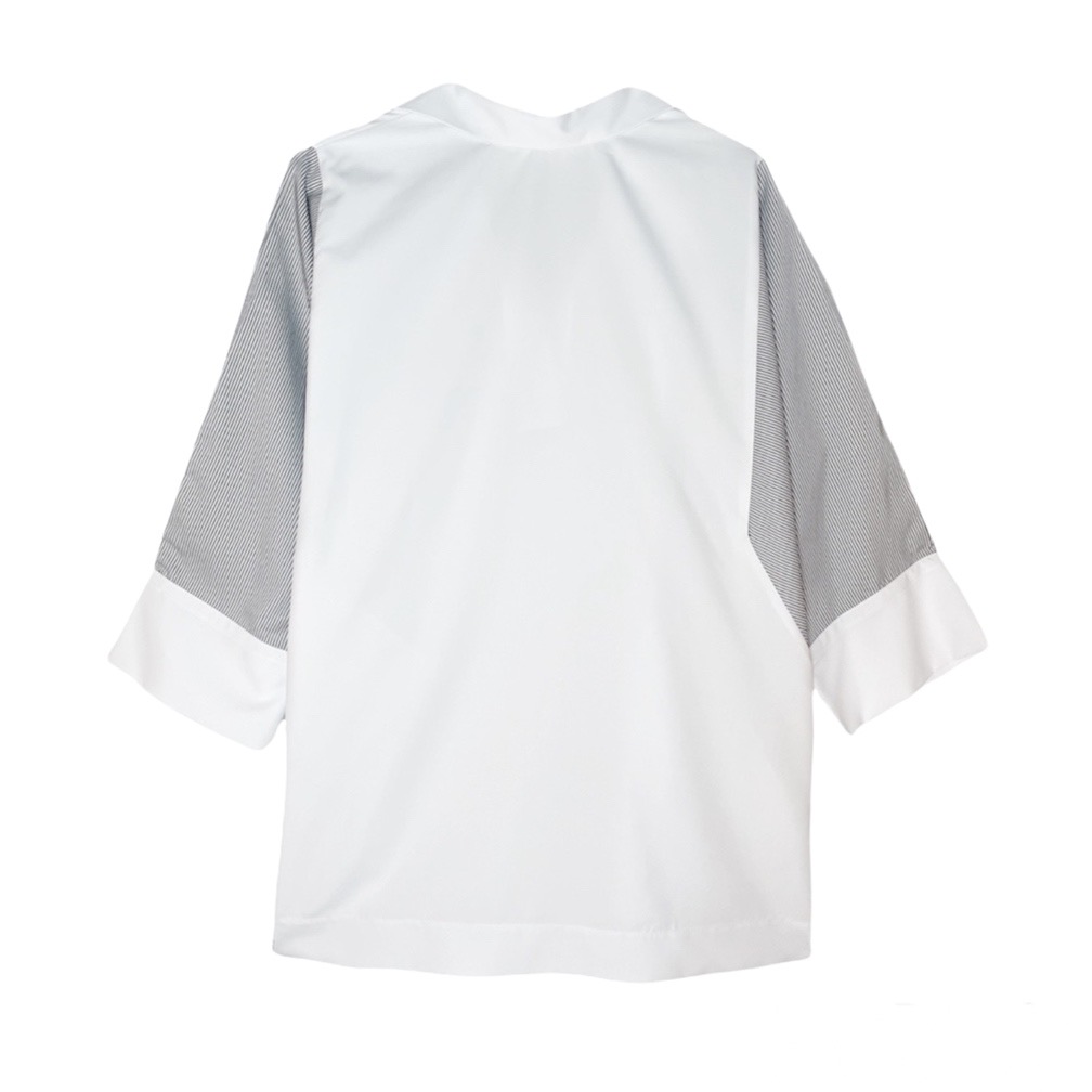 شومیز آستین راه راه وسمه (VASMEH) کد 200 رنگ سفید فری سایز