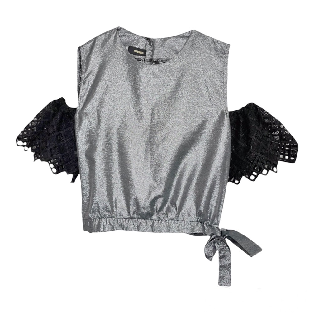 شومیز لمه وسمه (VASMEH) کد 2055 رنگ مشکی نقره ای فری سایز