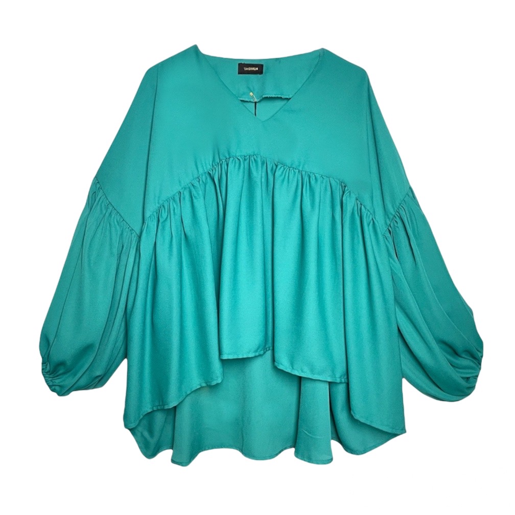 شومیز کرپ حریر وسمه (VASMEH) کد 202 رنگ سبز فری سایز