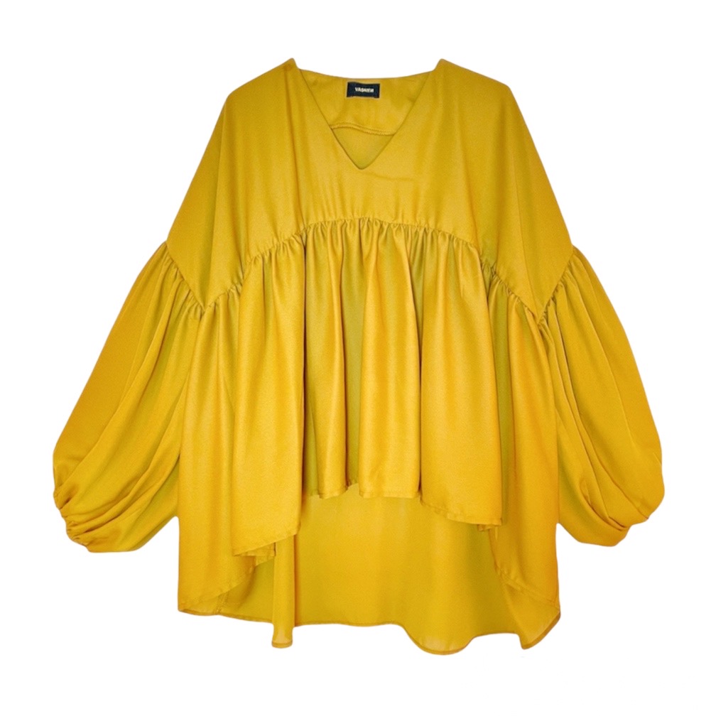 شومیز کرپ حریروسمه (VASMEH) کد 202 رنگ خردلی فری سایز