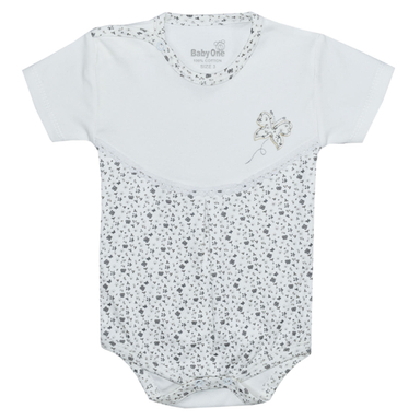 بادی آستین کوتاه نوزادی بی بی وان (Baby One) مدل پروانه کد 3