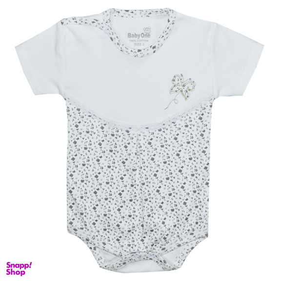 بادی آستین کوتاه نوزادی بی بی وان (Baby One) مدل پروانه کد 3