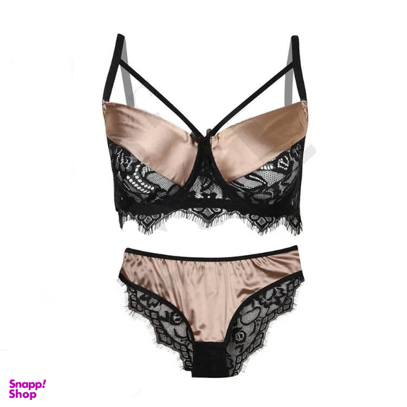 ست شورت و سوتین زنانه تیریتی (TRT) مدل دانتل ساتن