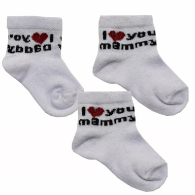 جوراب نوزادی طرح i love mama بسته 3 عددی
