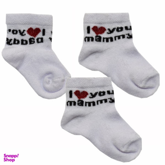 جوراب نوزادی طرح i love mama بسته 3 عددی