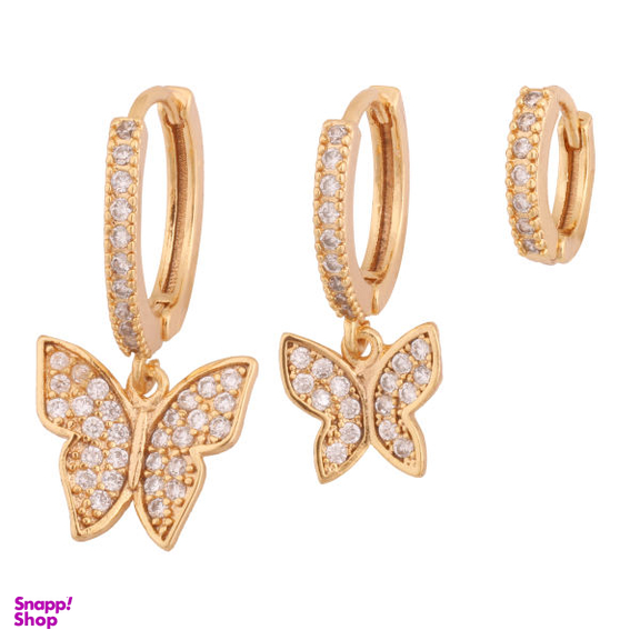 گوشواره زنانه وای اس ایکس مدل پروانه کد E3561 مجموعه 3 عددی