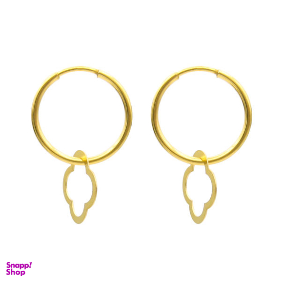 گوشواره طلا 18 عیار زنانه کاپانی مدل حلقه ای با آویز کد KE016