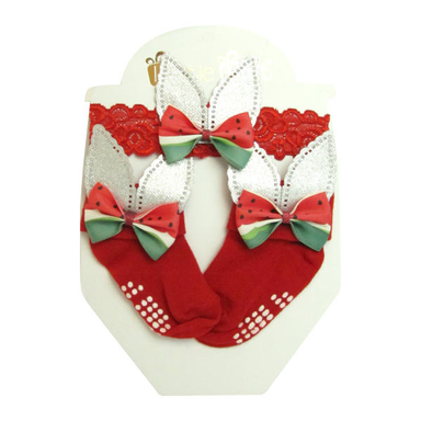 ست هدبند و جوراب نوزادی طرح یلدا مدل ACF100