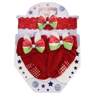 ست هدبند و جوراب نوزادی مدل هندوانه 3 رنگ کد 03