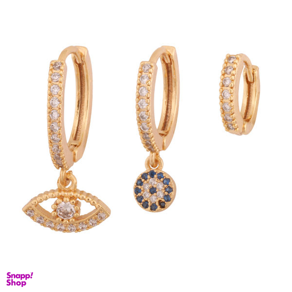 گوشواره زنانه وای اس ایکس مدل چشم نظر کد E3565 مجموعه 3 عددی
