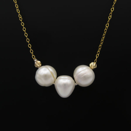 گردنبند طلا 18 عیار زنانه کاپانی مدل مروارید باروک کد KN065