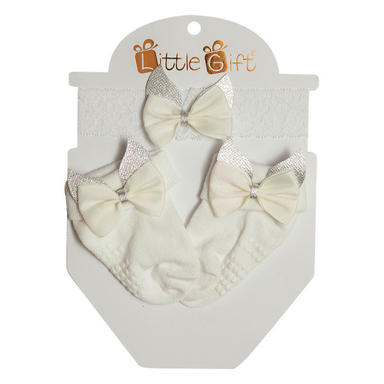 ست هدبند و جوراب نوزادی طرح پاپیون مدل 8554