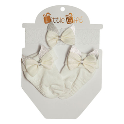 ست هدبند و جوراب نوزادی طرح پاپیون مدل 8554