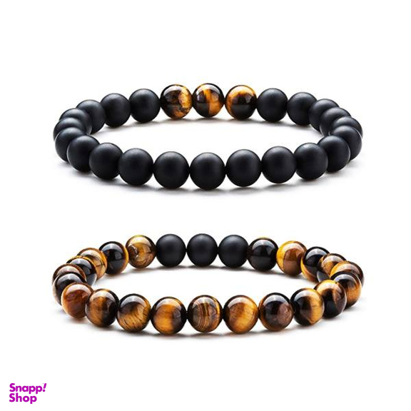 دستبند سنگ لوتوس مدل اسپرت چشم ببرS111بسته 2 عددی