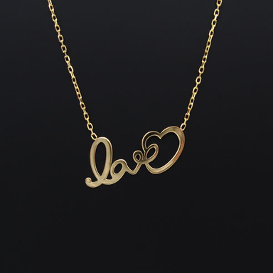گردنبند طلا 18 عیار زنانه کاپانی مدل LOVE کد KN015