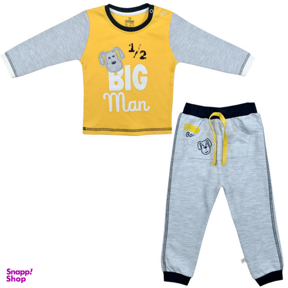 ست تی شرت آستین بلند و شلوار نوزادی پوشیران مدل داگ