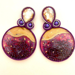 گشواره زنانه آویزه مدل درباردوزی کد avz196