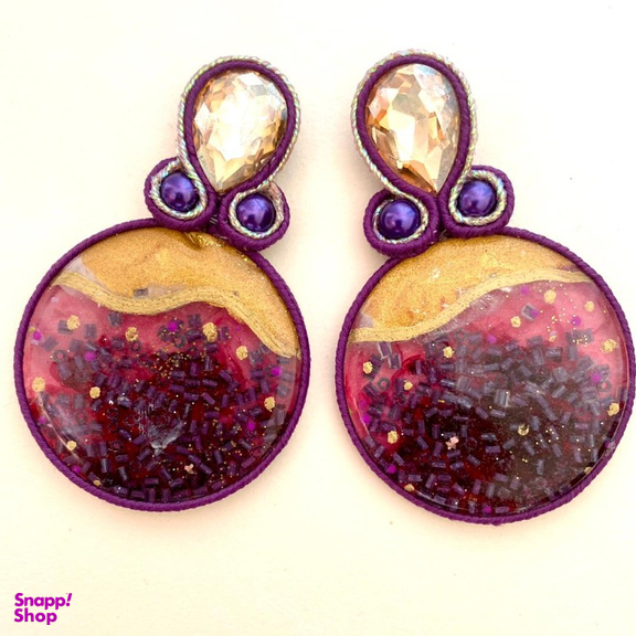 گشواره زنانه آویزه مدل درباردوزی کد avz196