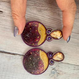 گشواره زنانه آویزه مدل درباردوزی کد avz196