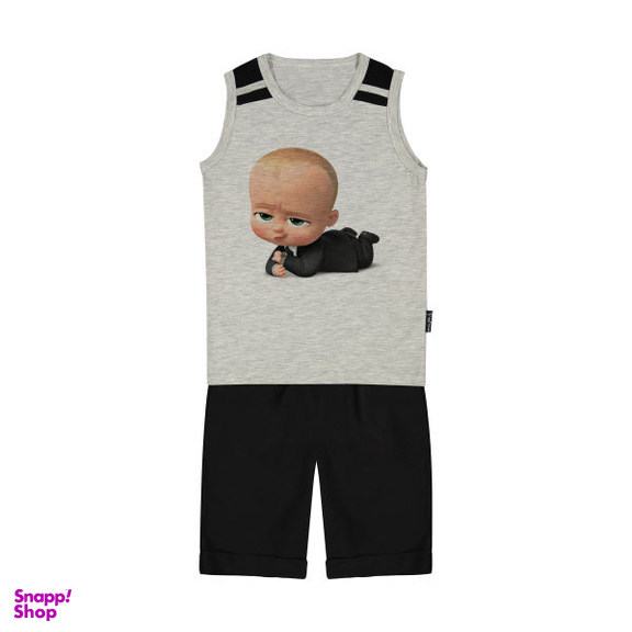 ست تاپ و شلوارک بچگانه به رسم مدل بچه رییس کد 3000131