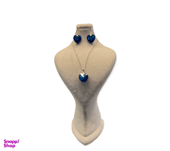 نیم ست زنانه مدل قلب سواروسکی Blue