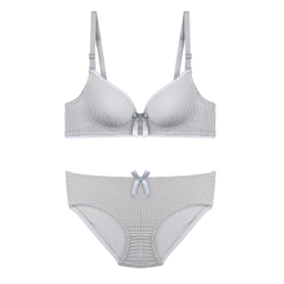 ست لباس زیر شطرنجی دخترانه کد S418-3 رنگ طوسی