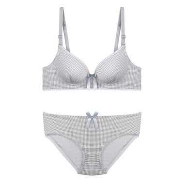 ست لباس زیر شطرنجی دخترانه کد S418-3 رنگ طوسی