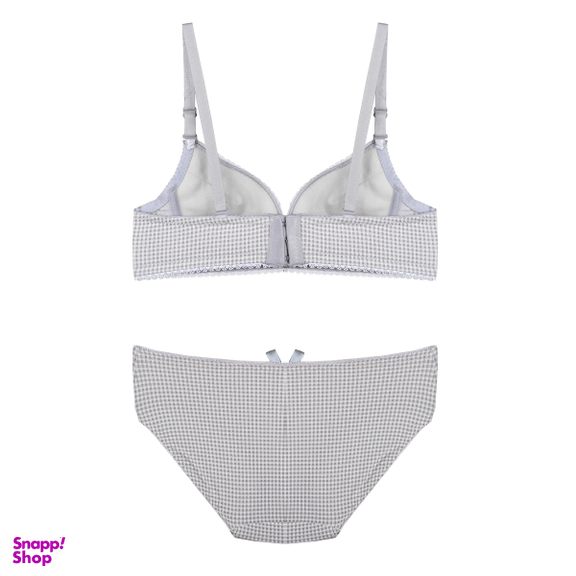 ست لباس زیر شطرنجی دخترانه کد S418-3 رنگ طوسی