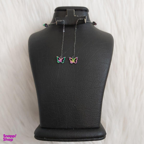 گوشواره زنانه مدل بخیه طرح پروانه کد butf115