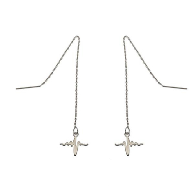 گوشواره زنانه مدل بخیه ای طرح ضربان کد 480GUZ