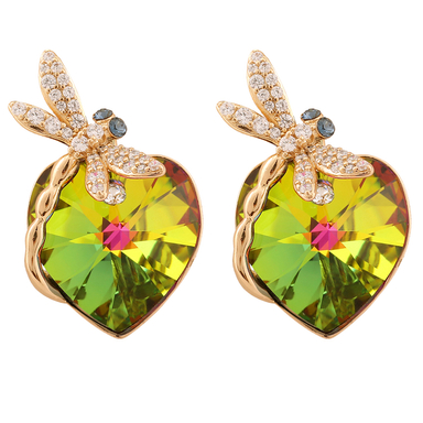 گوشواره زنانه سواروسکی مدل قلب و سنجاقک کد E3819