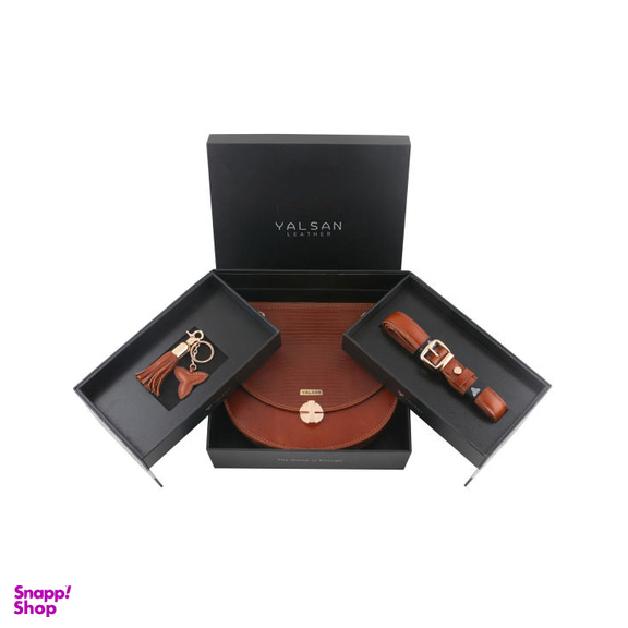 ست هدیه زنانه چرم یلسان (Yalsan Leather) مدل دلاریس کد Prm-Ats-057-Glgp