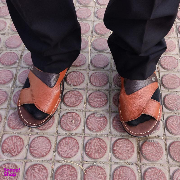 صندل مردانه چرم تبریز (Charm Tabriz) مدل طبی پیمان رنگ عسلی