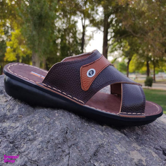 صندل مردانه چرم تبریز (Charm Tabriz) مدل طبی پیمان رنگ قهوه ای تیره