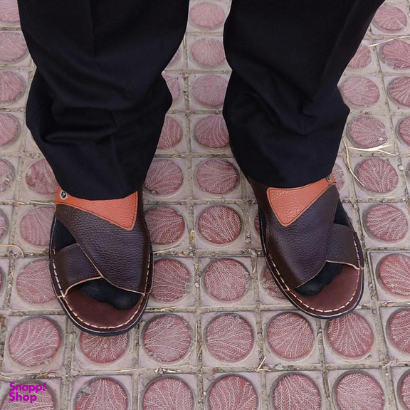 صندل مردانه چرم تبریز (Charm Tabriz) مدل طبی پیمان رنگ قهوه ای تیره