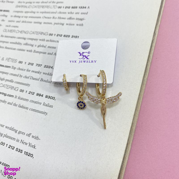 گوشواره زنانه وای اس ایکس (YSX) مدل فرشته کد E3789 مجموعه 3 عددی