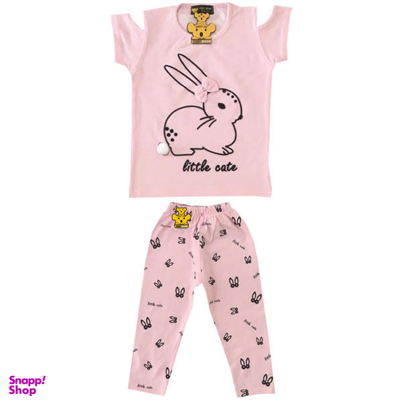 ست تیشرت و شلوار دخترانه خرس کوچولو مدل Rabbit کد 01