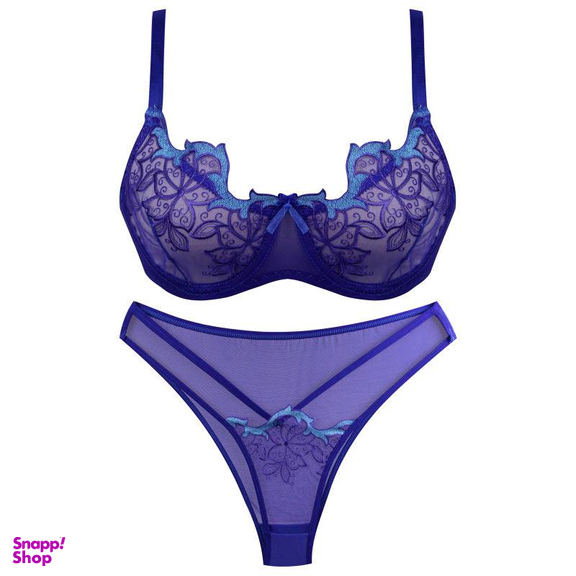 ست شورت و سوتین زنانه کارنا رز (Karena Rose) مدل گیپور کد 3374 رنگ آبی