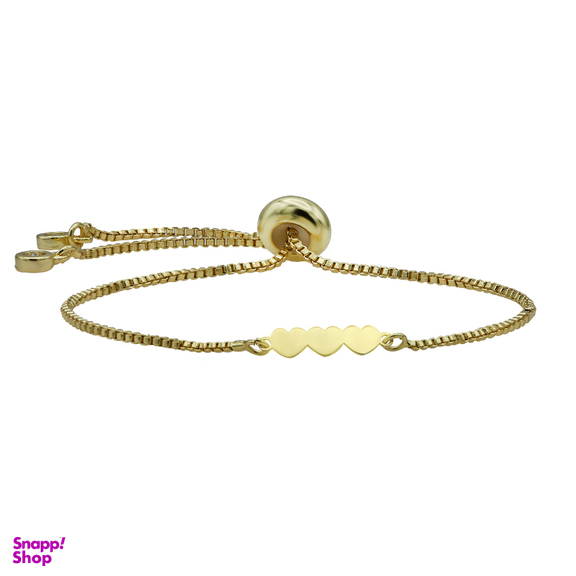 دستبند طلا 18 عیار آمانژ گالری طرح سه قلب مدل 009006