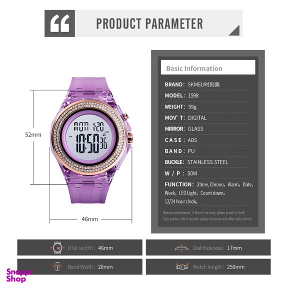 ساعت دیجیتال زنانه اسکمی مدل 1598purple